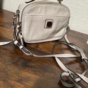 Elegant Cream Crossbody Bag with Gold Details